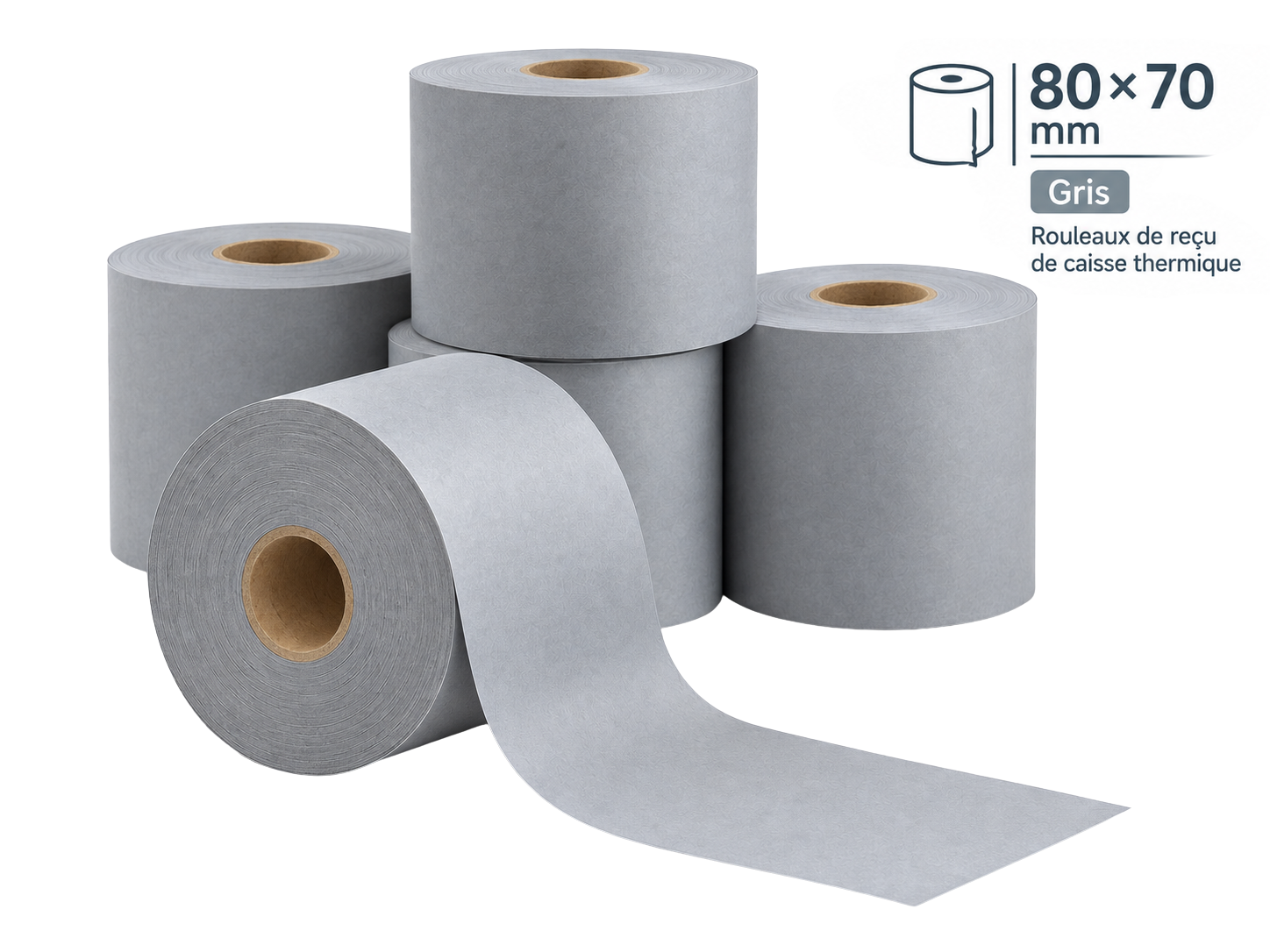 Rouleau de caisse 80x70 mm gris